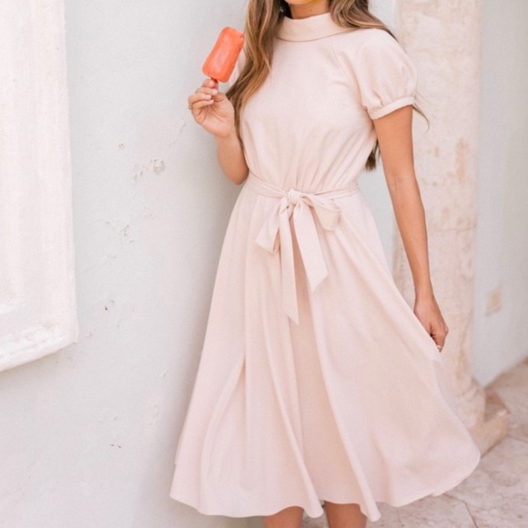 Gal Meets Glam Dresses & Skirts - Girl Meets Glam Eleanor Tie Waist Twill Dress Bridal Cocktail Minimalist size 8